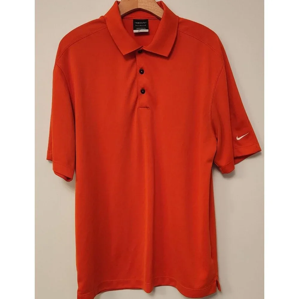 Nike Golf Dri-Fit‎ Polo Shirt Orange Short Sleeve Polyester Mens Size Large EUC